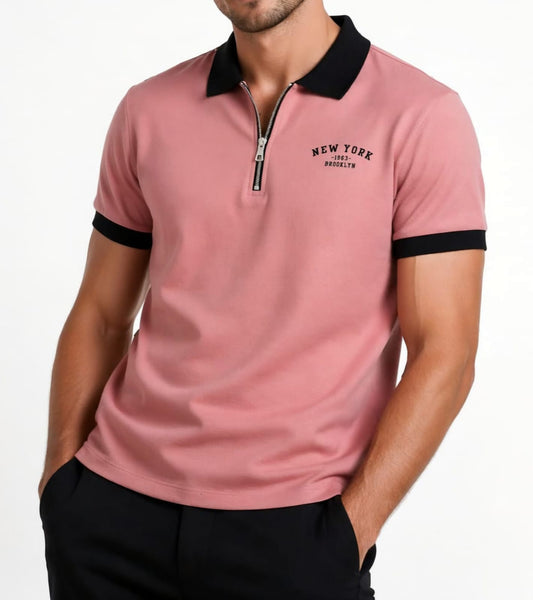 Men Zipper Polo Shirt