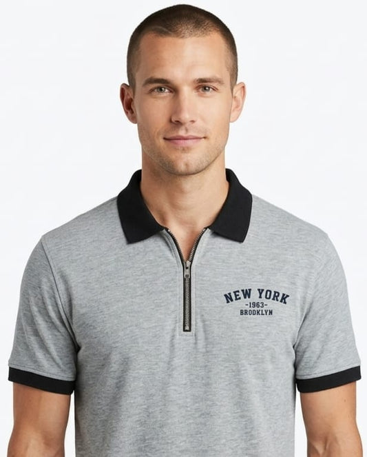 Men Zipper Polo Shirt