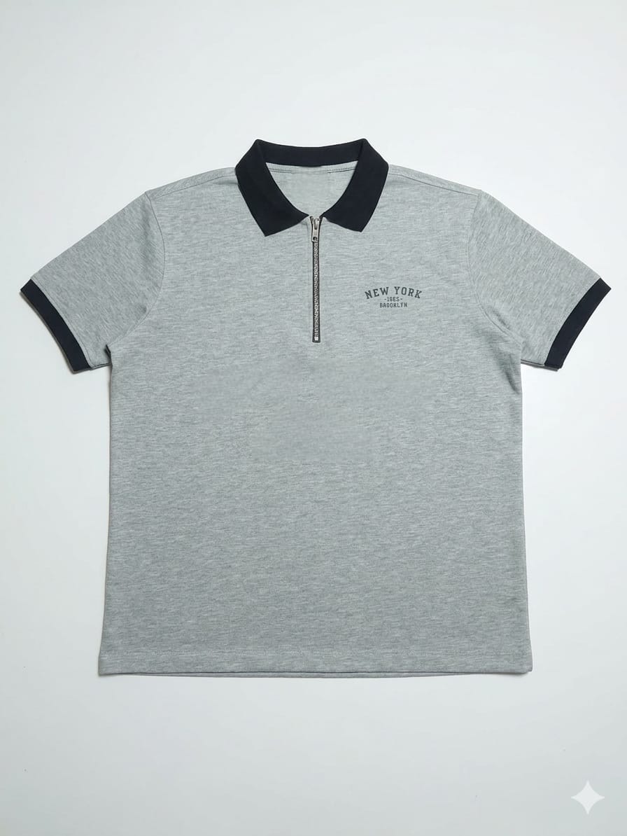 Men Zipper Polo Shirt