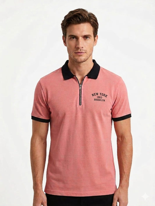 Men Zipper Polo Shirt