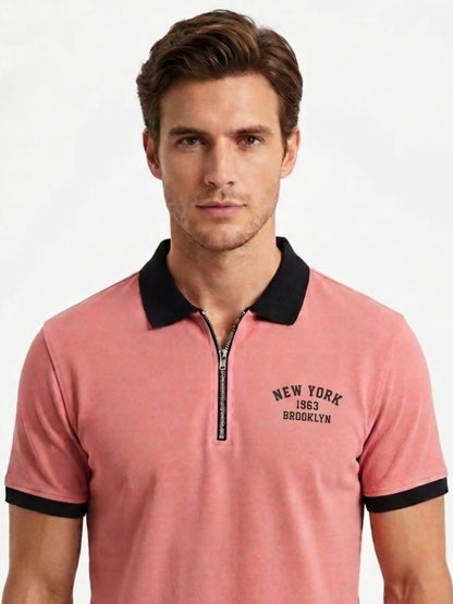 Men Zipper Polo Shirt