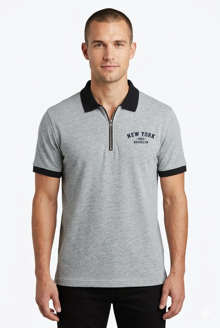 Men Zipper Polo Shirt