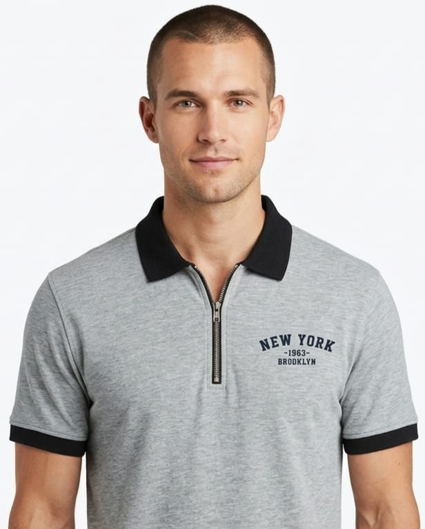Men Zipper Polo Shirt