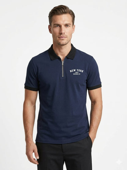 Men Zipper Polo Shirt