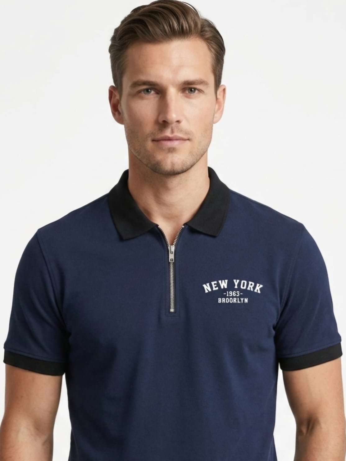 Men Zipper Polo Shirt