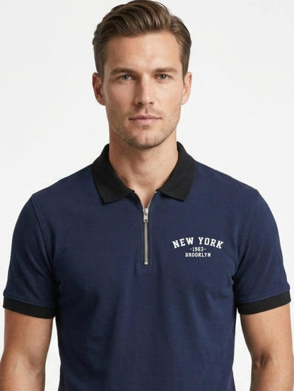 Men Zipper Polo Shirt