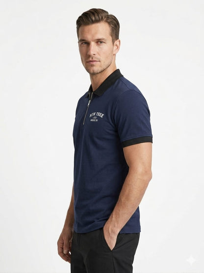 Men Zipper Polo Shirt