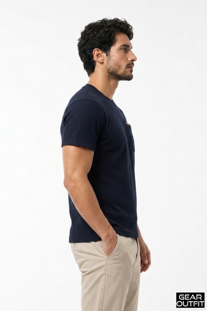 Men Pocket Round Neck Shirt