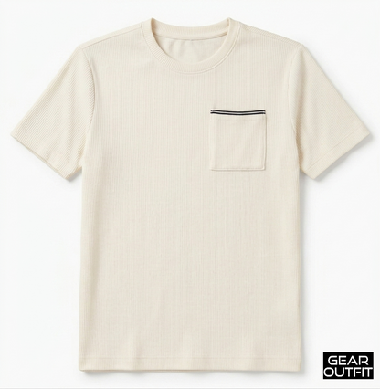 Men Pocket Round Neck Shirt