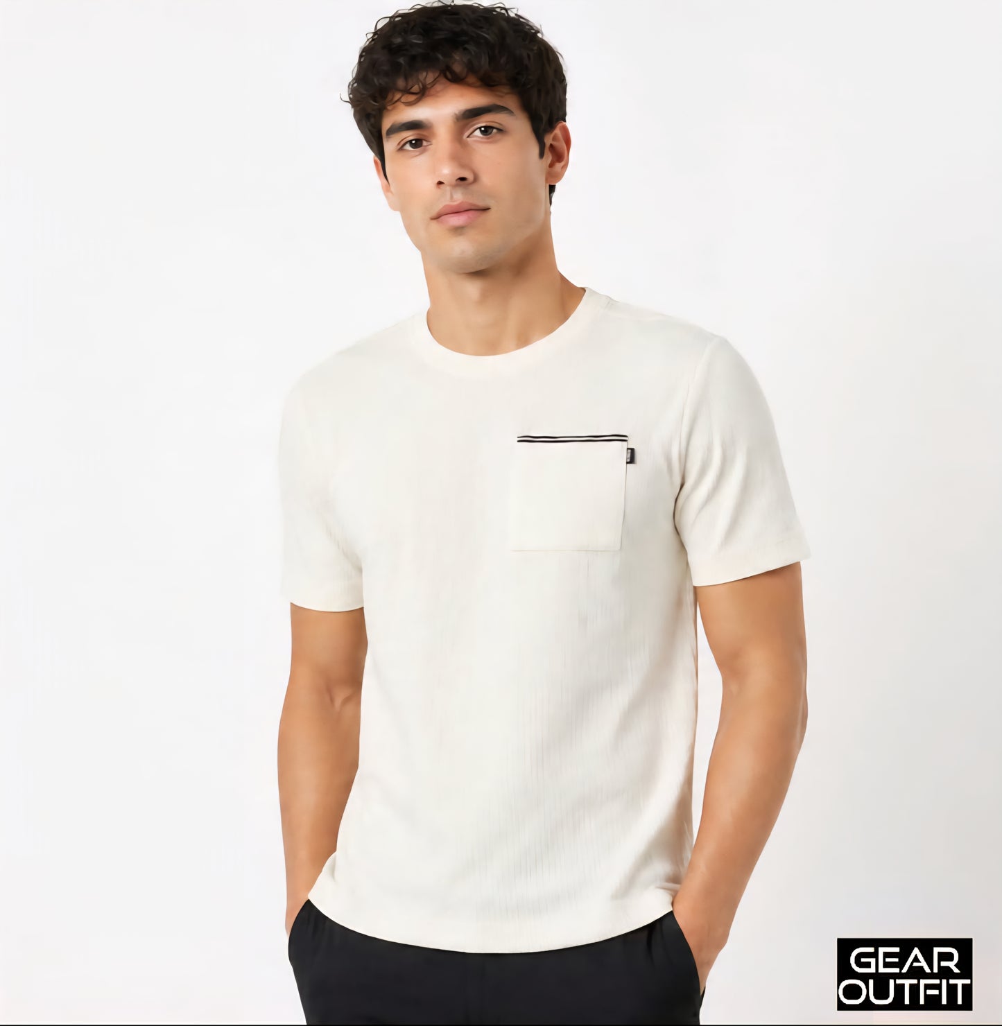 Men Pocket Round Neck Shirt