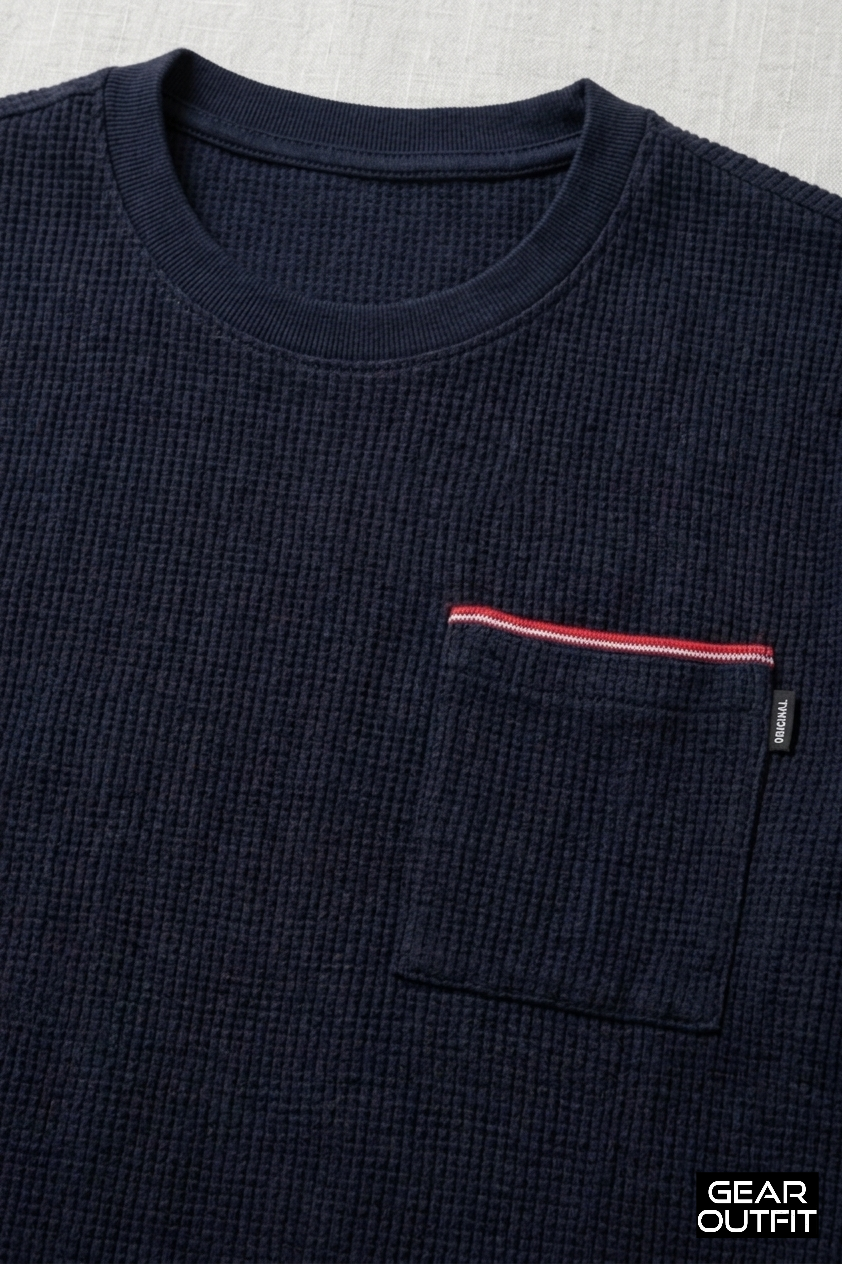 Men Pocket Round Neck Shirt