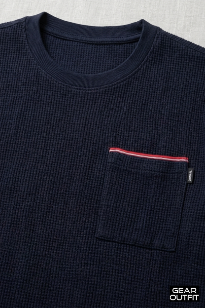 Men Pocket Round Neck Shirt