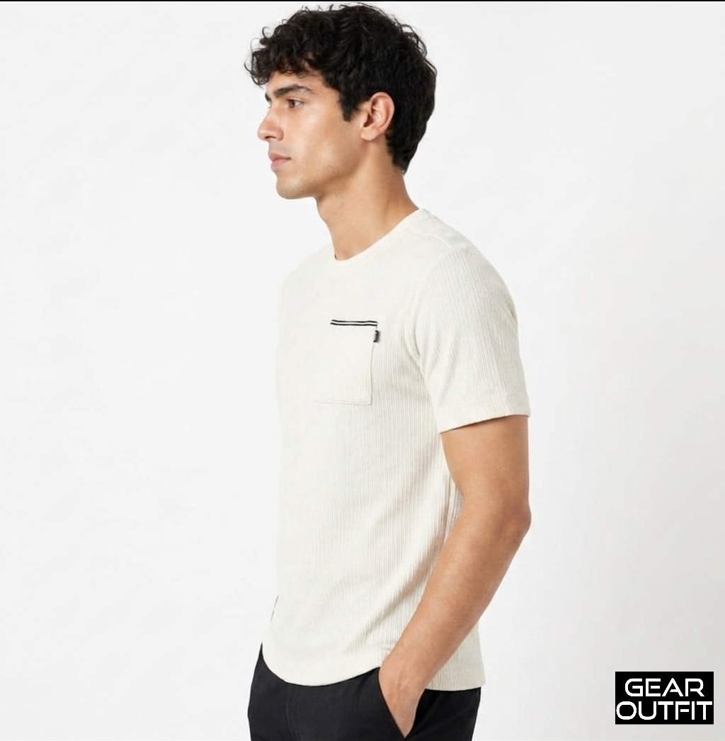 Men Pocket Round Neck Shirt