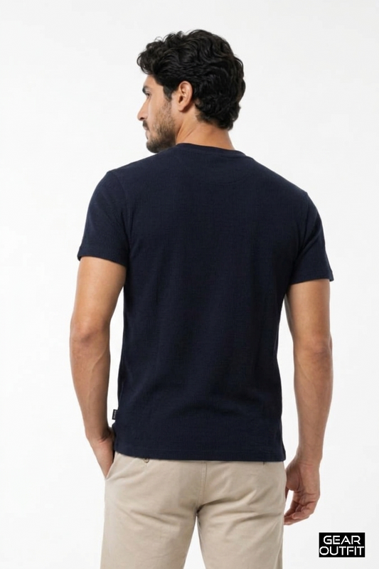 Men Pocket Round Neck Shirt