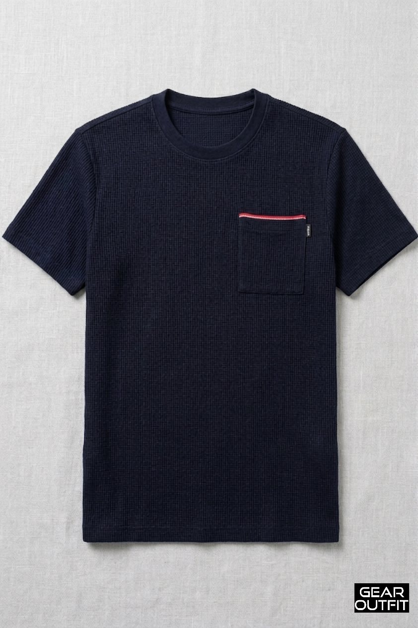 Men Pocket Round Neck Shirt