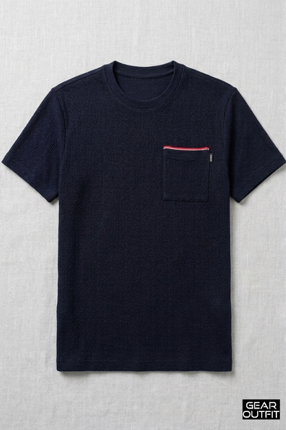 Men Pocket Round Neck Shirt